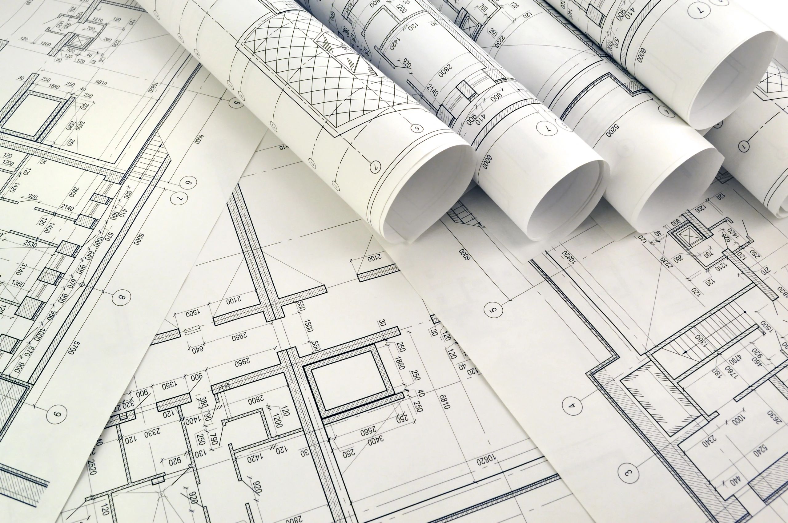 Architectural blueprints and technical drawings